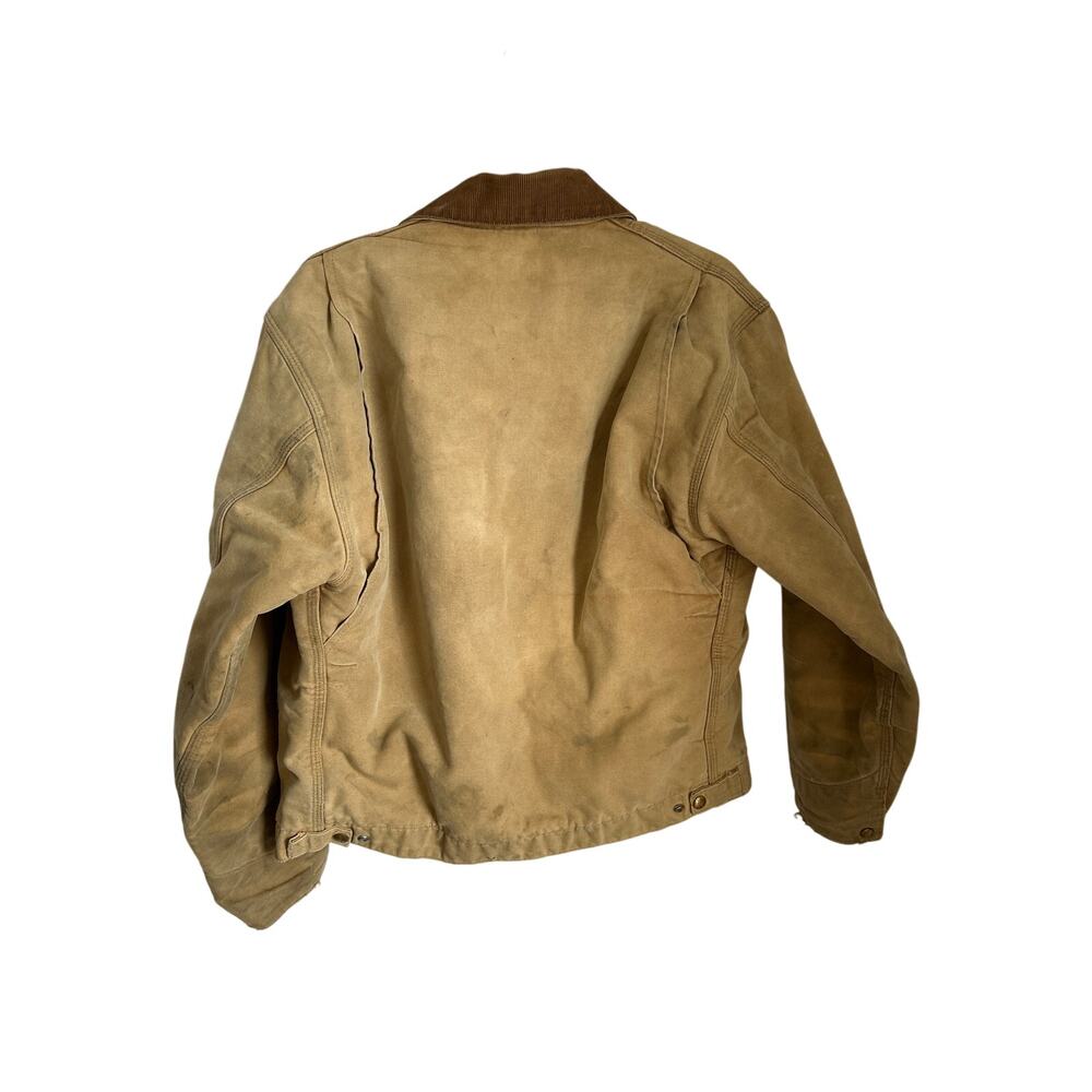 Carhartt Vintage Detroit Jacket Tan Corduroy Collar Full Zip Blanket Lined sz 42 - Picture 10 of 11